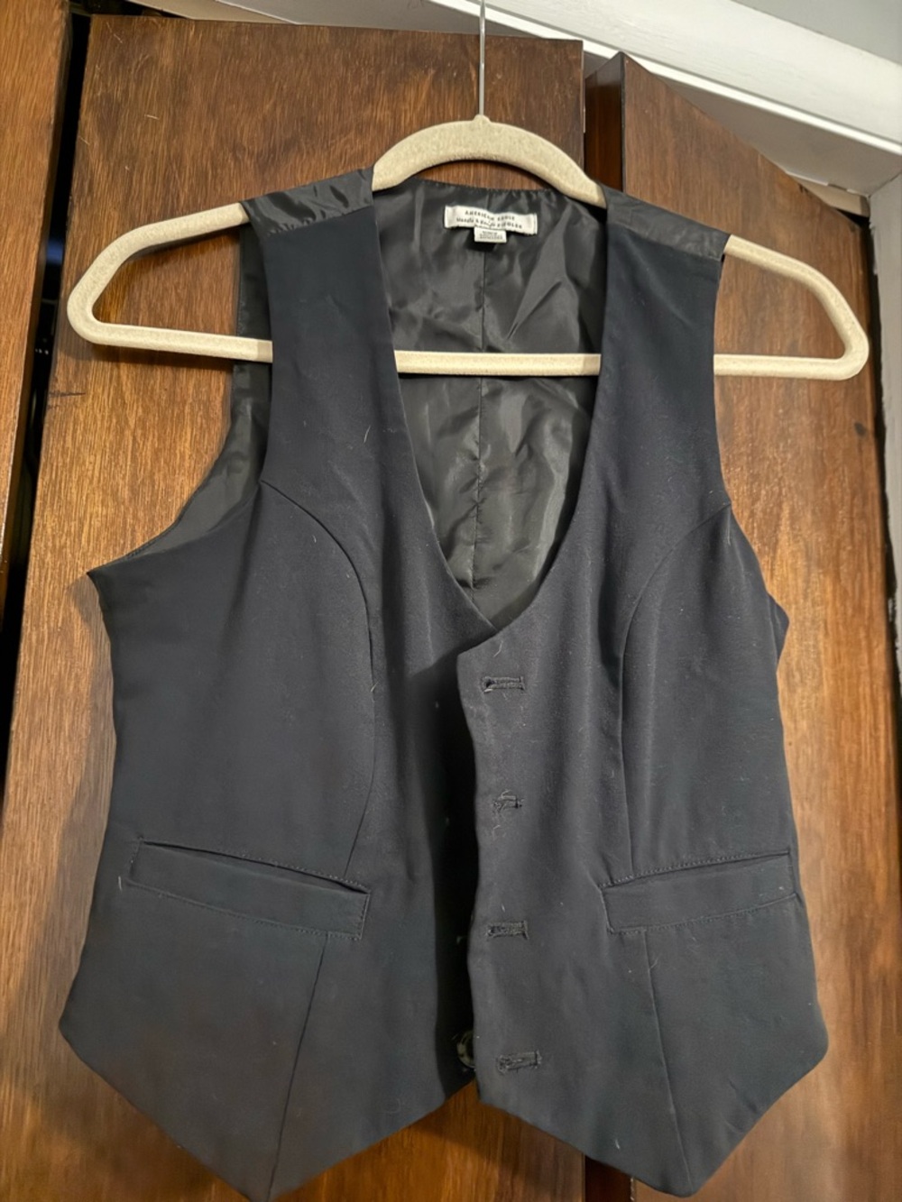 American Eagle Outfitters Black Satin-Lined Women's Vest